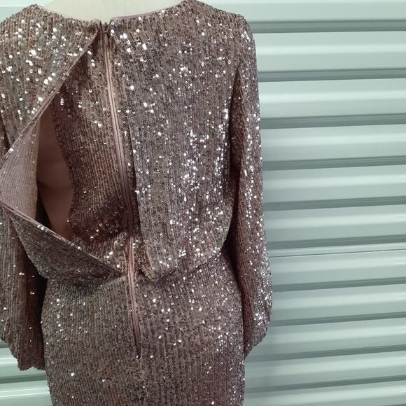 Eliza J Women's Dress Size 6 Pink Sequin Balloon Sleeve Cocktail Party Wedding - Picture 7 of 11